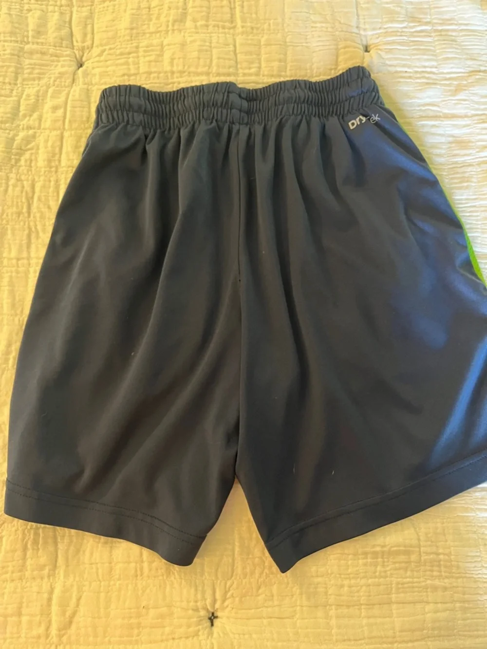 Boys Athletic Shorts in Navy with Green Trim Tek Gear, Dry Tek